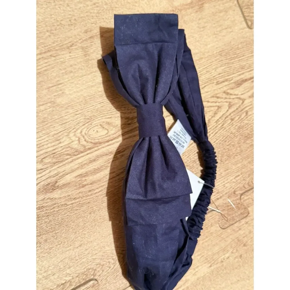Janie and Jack Navy Blue Cotton Bow Headband Infant Toddler Girls New With Tags